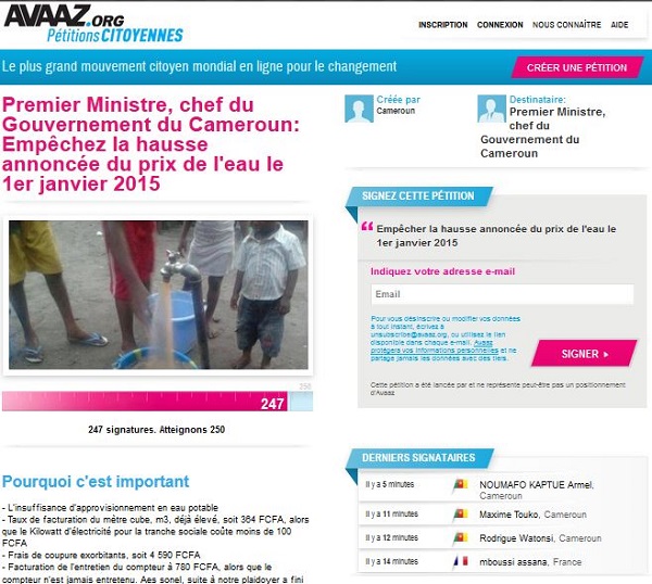 Pétition LCC Avaaz